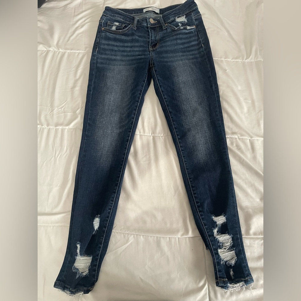 BKE Dark Blue Distressed Skinny Jeans